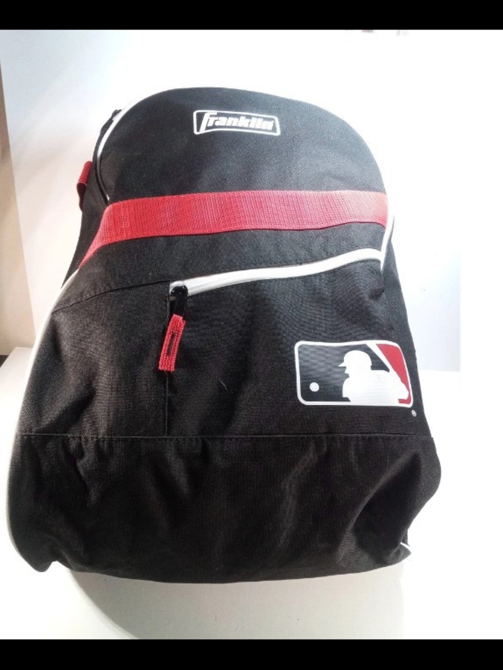 Franklin MLB Baseball Backpack Black Red Bat & Helmet Compartments, Padded(C-20)